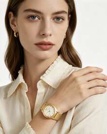 Women's Bracelet Watch Ladies Quartz Wristwatches for Women Rose Gold Steel with Swarovski Crytals Ladies Watch - 金色 - 查看 6