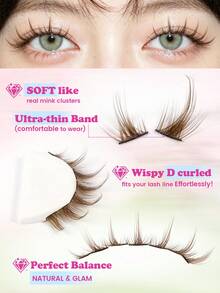 MAANGE 168 Clusters C Curl Cat Eye Eyelashes Brown Fluffy, Natural Cartoon Style Eyelashes, Enlarging Eyes And Extending Eye Tail, Doll Style False Eyelashes, Dense Single Lash Extension, Suitable For Travel, Party, Work Occasions, Eyelashes, Brown Lash Extensions, Dense Eyelashes, False Eyelashes, Lash Clusters, Lash Sets - D - View 11