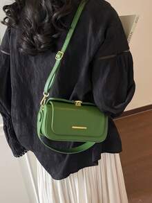 女士时尚单肩包，休闲百搭小方包，适合外出、旅行、购物 - 綠色 - 查看 3
