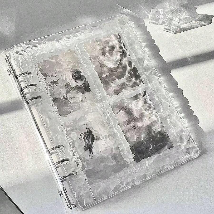 1个A5尺寸波浪形透明活页夹,亚克力透明文件袋,可用作笔记本、计划本、卡片夹、贴纸簿、相册、文具 - A5 - 查看 1