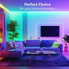 Easy Operation LED Strip Light With 44 Key Remote Control, SMD 5050 RGB Light Beads, Self-Adhesive Back Tape For Easy Installation, Adjustable Brightness & Color, Multiple DIY Lighting Modes, Flexible Atmosphere Lamp For Bedroom, TV Background, Living Room, Party & Home Decoration, Ideal For Household Users, Adults And Indoor Decor Enthusiasts - ánh sáng đa sắc - Xem 6