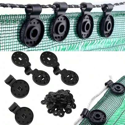 50/100 piezas Clips para tela de sombra de invernadero, Clips duraderos de PP para tela de sombra, Clips de plástico negro redondo para tela de sombra con alto índice UV, Cierres reutilizables y extraíbles para tela de sombra, Adecuado para redes de jardín, equipos de camping al aire libre, lona, malla y red, Sujetadores premium, 1 pieza