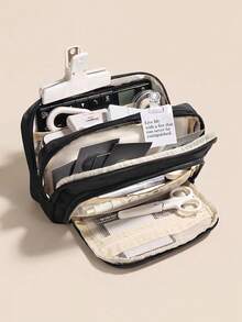 Large Capacity Pencil Case: Portable Handheld Pen Bag For Students, Teenagers, And Adults - Perfect School And Office Organizer Gift,Back To School,School Supplies,Pencil Pouch,School Bag,Stationery - Beige - View 4