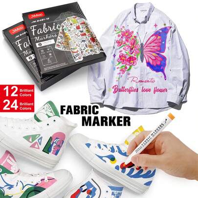 6-30 Colors Fabric Marker Pen Set, Fine Tip Fabric Drawing Markers Suitable For Clothes, Textiles, T-Shirts, Bags, Hats, DIY Crafts