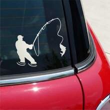 1 pieza Pegatina de pesca divertida y linda para coche, adhesivo de vinilo impermeable, adecuado para carrocería de coche, luneta trasera, parachoques, motocicleta, decoración de actividades al aire libre - Pegatinas de pesca para coches, bonitas y divertidas. - Ver 9