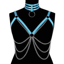 2 chiếc áo croptop bó sát kiểu Gothic dành cho nữ, kiểu dây nịt toàn thân, có thể điều chỉnh độ co giãn, hở rốn và ngực, kèm phụ kiện áo ngực. - Nhiều màu - Xem 6