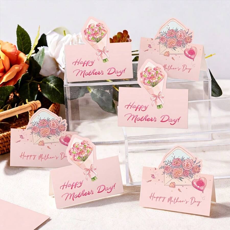 Bộ 50 thiệp chúc mừng Ngày của Mẹ màu hồng hoa tinh tế - Thiệp chúc mừng Ngày của Mẹ mini có thể gấp lại. - C - Xem 1
