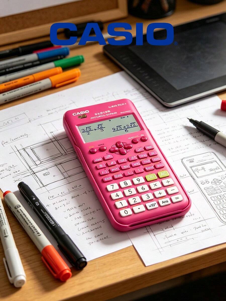 Casio Calculadora para estudiantes, adecuada para estudiantes y trabajadores de oficina - Rosa - Ver 1