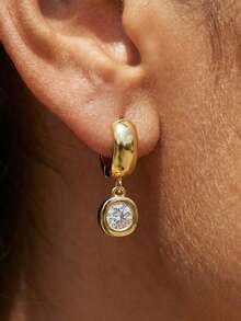 2 pièces Boucles d'oreilles pendantes en argent plaqué or 14 carats, boucles d'oreilles créoles 3D exagérées à la mode, incrustées de cristaux cubiques en zircone, bijoux légers et hypoallergéniques, cadeau pour femmes - Multicolore - Voir 8