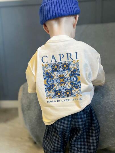 Áo thun ngắn tay in họa tiết dành cho bé trai, áo thun mùa hè thường ngày cho học sinh nam, sẵn sàng cho mùa hè.