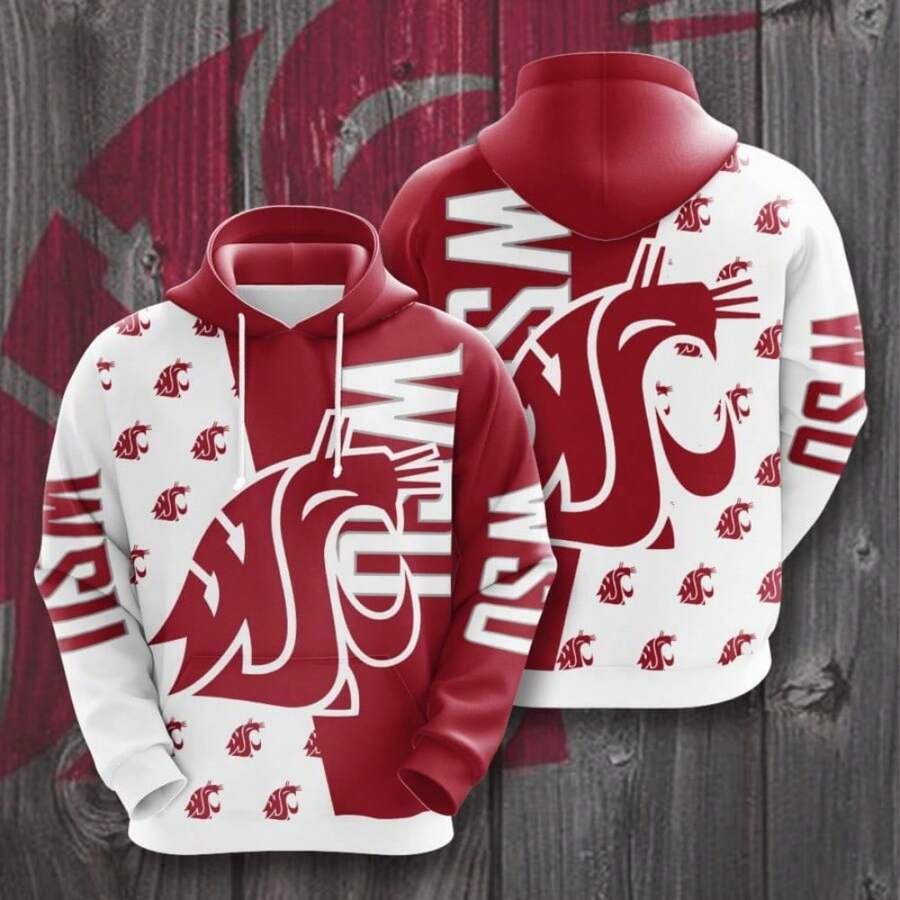 Washington State Cougars Custom Hoodie 3D Size S To 5Xl - 彩色 - 查看 1