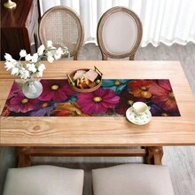 1 pièce Chemin de table floral rétro de luxe, décoratif rectangulaire convenant pour la table à manger, la table basse, le buffet, le meuble TV, la coiffeuse, la table de chevet. Applicable pour les mariages, les thés l'après-midi, les anniversaires, les rassemblements de fêtes, toutes les saisons - Multicolore - Voir 8