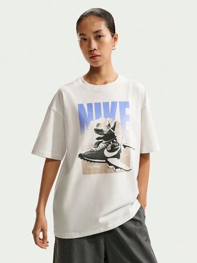 Nike 女士 AS W NSW SS GFX TEE OS 针织无领短袖T恤 TIRO7588-121 - 白色 - 查看 1