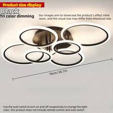 Lampu Plafon LED Interlocking 4/6 Cincin Modern, Lampu Gantung Plafon Bundar Model Flush Mount, 3 Suhu Warna yang Dapat Diredupkan, 3 Pilihan Warna Emas, Hitam, Putih, Lampu Plafon Cincin Minimalis untuk Ruang Tamu, Kamar Tidur, Lorong, Dekorasi Pencahayaan Dalam Ruangan Rumah - MultiWarna - View 13