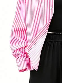 3件套时尚休闲女童长袖衬衫、背心和运动裤套装，打造时尚舒适的度假风，适合春、夏、秋季日常穿着。 - 粉色 - 查看 7