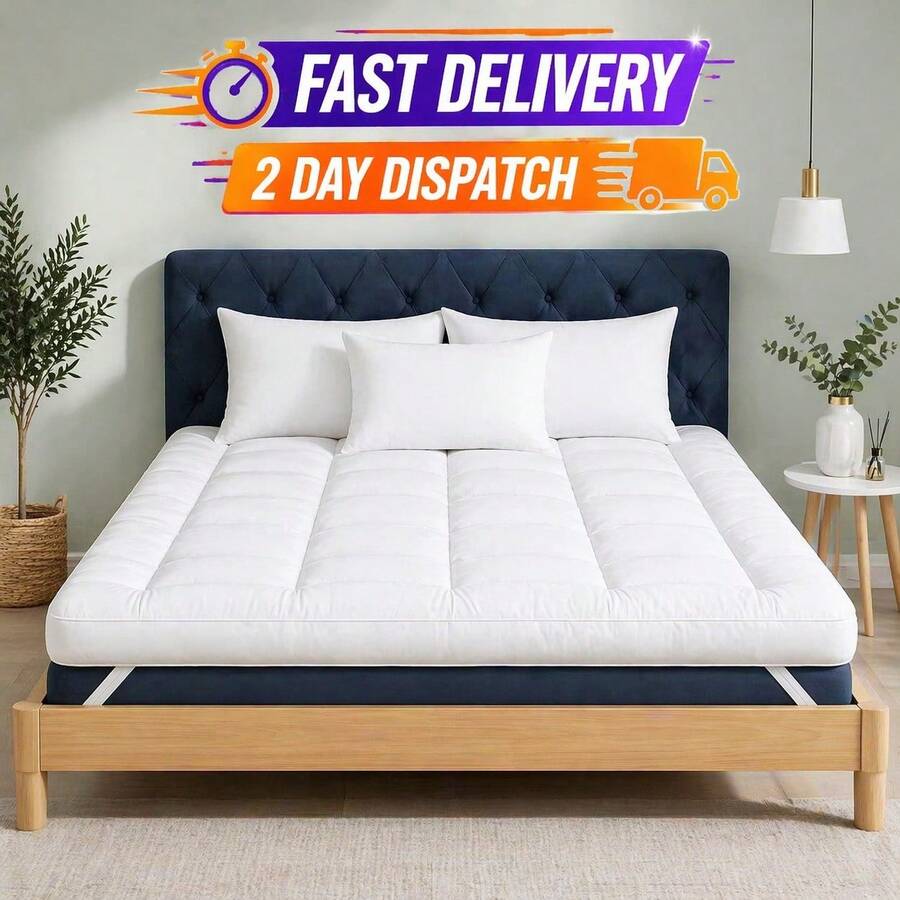 Aafan Hotel Quality Mattress Topper 10cm / 4 Inch Thick Deep Topper Soft & Fluffy Single Double King - 白色 - 查看 1