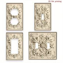 1pc 2D Floral Plaster Relief Wall Plate Cover, Artist Style, Bedroom Bathroom Switch Panel, 2D Flat Design - A - View 1