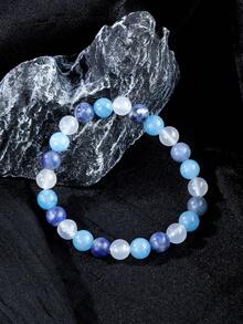 Pulsera bohemia de piedras naturales para la calma, con cuentas de aguamarina y sodalita, joyería de moda unisex, joyería de yoga y meditación para mujeres y hombres, regalo perfecto para el Día de la Madre y el Día del Padre - Multicolor - Ver 2