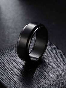 1pc Men's Titanium Steel Ring, Minimalist Plain Band Matte Brushed Finish, Daily & Party Jewelry - Vegetarianism - View 16