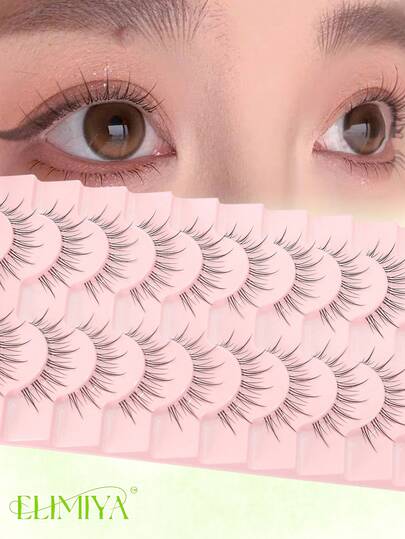 10 Pairs Natural Lashes Mink Natural Eyelashes False Eyelashes Natural Look False Lashes Wispy Eye Lashes Cat Eyelashes Fake Lashes