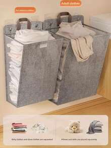 1pc Foldable Wall-Mounted Laundry Hamper Basket - Space-Saving Oxford Cloth Storage Organizer With Lid, Modern Design For Bedroom, Living Room & Bathroom - Multi-Purpose Clothes & Laundry Basket,Small Space Solutions - Multicolor - View 3