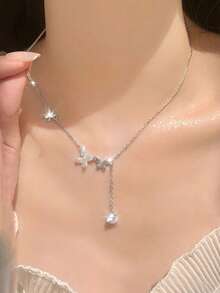 1 chiếc dây chuyền mặt dây hình bướm đính đá lấp lánh bằng bạc Sterling S925, thiết kế thanh lịch lấy cảm hứng từ thiên nhiên, phù hợp cho các bữa tiệc và trang phục hàng ngày của bé gái, quà tặng tốt nghiệp/sinh nhật. - Bươm bướm - Xem 4