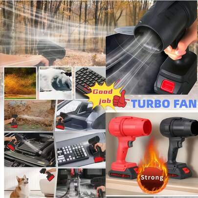 Soplador inalámbrico portátil, secador de pelo inalámbrico, alimentado por batería, aspiradora de mano compacta. Ventilador de turbina de alta eficiencia y potencia sin cable con motor de turbina a 200,000 RPM, flujo de aire de 1300G, adecuado para secado turbo, secado de automóviles, cuidado del césped, eliminación de nieve, limpieza del patio, soplado de hojas y polvo, secado de ropa, camping, etc.