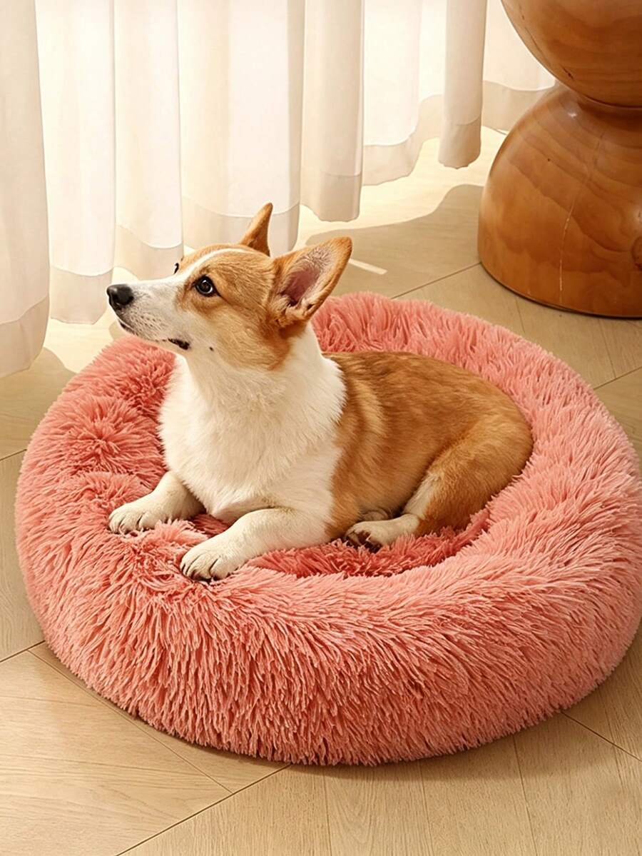 Solid Color Plush Non-Removable Pet Round Nest, Comfortable Machine Washable Pet Bed For Small/Medium Pets, Suitable For Indoor And Outdoor Use - Multicolor - View 1