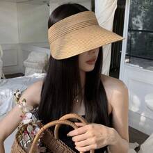 女士宽檐遮阳帽 - 弹性可折叠夏季沙滩帽，带透气孔，适合夏季海滩度假和旅行，可机洗，是泳池边、度假和独自活动的理想之选，防晒透气设计，泳帽帽檐配件，时尚敞口设计，编织面料，是海滩、旅行和户外活动的完美之选，度假配件，节日庆典必备。 - 彩色 - 查看 2