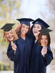 Abanicos personalizados con tema de graduación, retrato de graduación 2026, cara de graduado 2026, abanicos para fiesta de graduación 2026, abanicos de mano con forma de cabeza - Multicolor - Ver 3