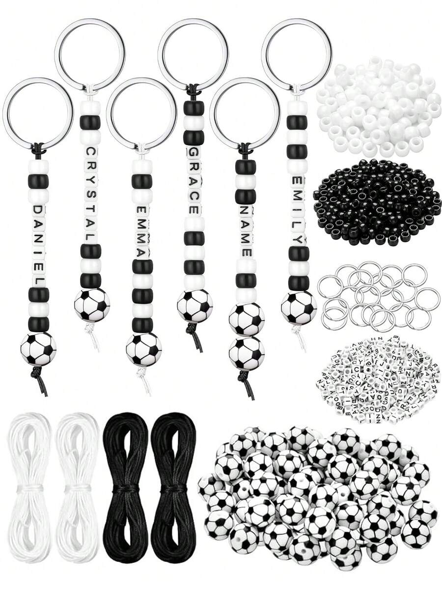 Soccer Keychain Making Kit, Sport Bead Charm For Jewelry Making, Sport Theme Party Favor Gift, Backpack Accessories Jewelry Making Supplies - Charm - View 1