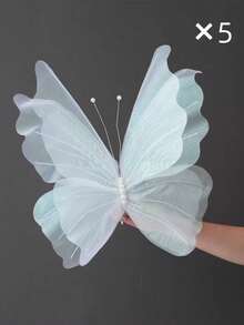 Large Faux-Silk Butterfly (1 Piece Or Set Of 5)-Perfect For Backdrop Decoration. These Large, Sheer, Realistic Butterflies Are Suitable For Wedding Backdrops, Outdoor Garden Decor, Themed Birthday Parties, Home Styling, Table Settings, And More. - Multicolor - View 17