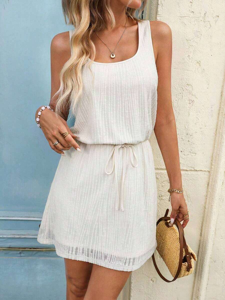 Vestido corto de dos piezas de color albaricoque para mujer, de estilo minimalista y casual para el otoño - Albaricoque - Ver 1