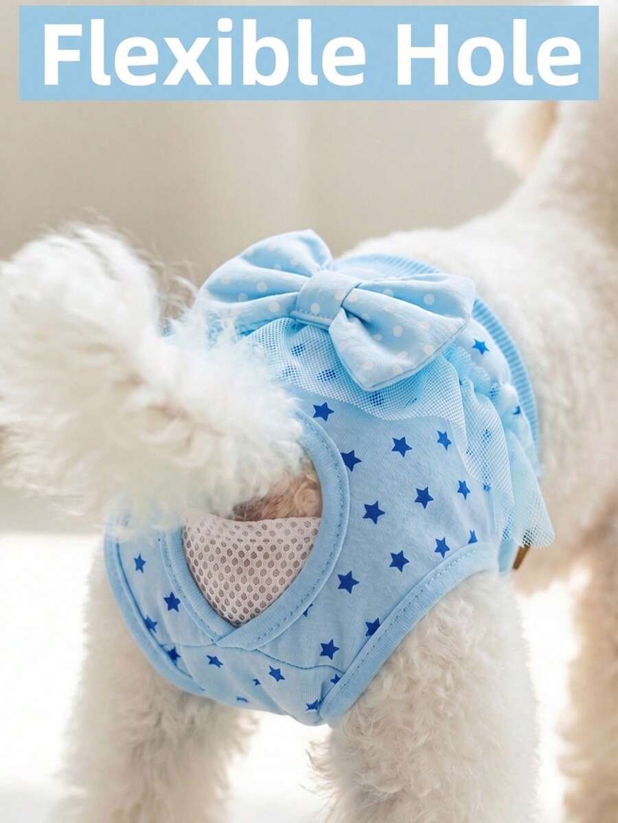 Reusable Pet Physiological Pants With Lace Trim And Bow Decor, For Preventing Harassment, Suitable For Medium And Small Pets, Leakproof Protection, Soft And Breathable Pet Essentials