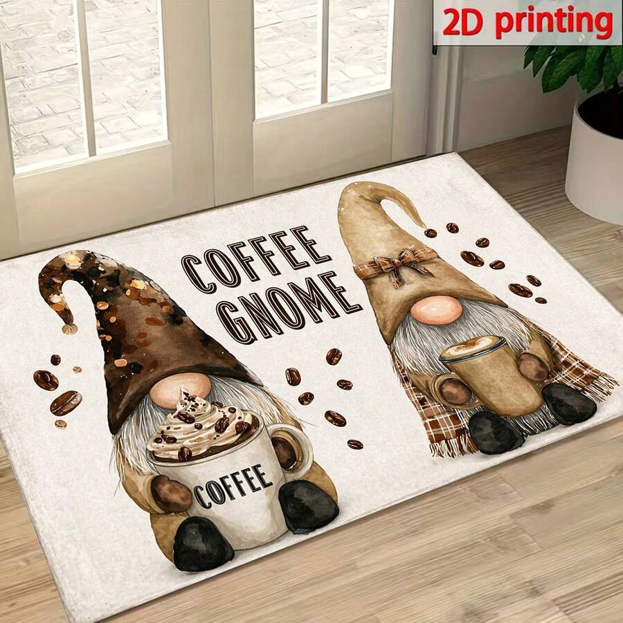 1pc Elf Pattern Kitchen Floor Mat, Polyester Drainage Mat, Doormat, Floor Mat, Suitable For Kitchen, Living Room, Entrance, Balcony, Home Decor, Stain Resistant, Coffee Shop, Bar, Holiday, Party, Holiday Gift, Bedroom Mat, Pet Mat, Bathroom Decor, Room Decor, Kitchen Decor - Multicolor - View 1