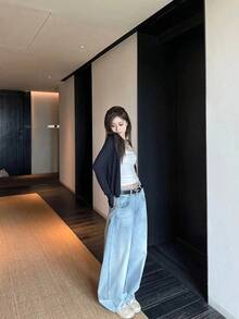 春夏 柔らか薄手カットカーディガン  肌触り快適 薄手 アウター 可愛い レース編み トップス 紫外線対策 カーディガン 着痩せ 百掛け シャツ 冷房対策 通勤 通学 ビーチ 海辺 デート カジュアル    ボタンフロント    デイリー  学校 - ネイビーブルー - チェックする 7