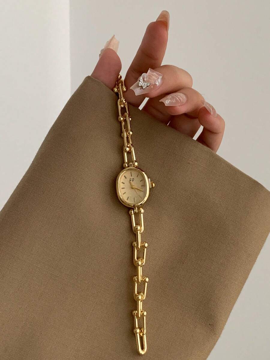 1pc Women's Quartz Watch, Fashionable Jewelry Style, Exquisite And Elegant, Suitable For Daily Wear, Birthday, Graduation Gift, Casual Occasions - Gold - View 1