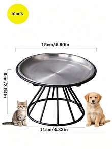 1个猫碗，不锈钢加高猫粮水碗带支架，日式猫咪喂食器 - 0 - 查看 12