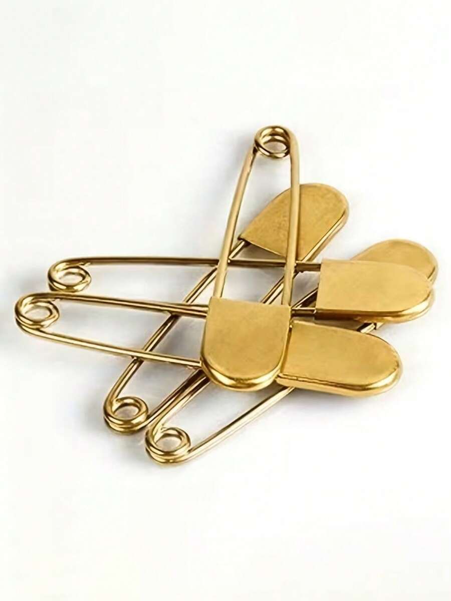 1 Large Heavy-Duty Golden Steel Safety Pin - Oversized Metal Pin, Suitable For Laundry, Interior Decoration, Quilting, Fashion Decoration - Multicolor - View 1