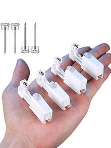 2 PIEZAS/8 PIEZAS Kit de perforación de orejas con pistola de perforación, kit desechable de perforaciones de orejas con aretes de espalda plana, kit de pistola de auto-perforación para el hogar, aros de herradura, aros con doble gema para el segundo orificio - Multicolor - Ver 4