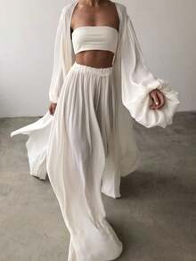 Fashionable New Women Spring Summer Sexy Coat 3 Piece Set - 白色 - 查看 1