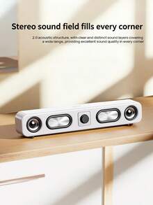 Acer OSK216 電腦音響，桌上型音箱，USB/3.5mm連接，家用桌上型電腦筆記型手機通用，超重低音炮，長條多媒體，高顏值揚聲器 - 查看 10