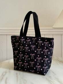 Tas Tote Portabel Modis; Tas Tebal dengan Motif Pita & Hati yang Lucu; Tas Perjalanan - MultiWarna - View 3