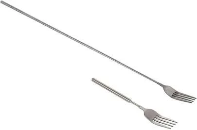 Extendable Table Fruit Dessert Fork, Extendable Barbecue Table Fruit Dessert Fork, Telescopic Fork, Durable Stainless Steel Cutlery 87 To 254 Inches
