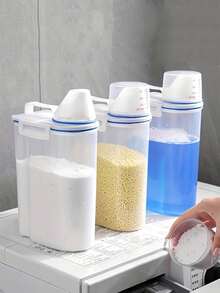 1pc Rice Storage Container, Moisture-Proof And Insect-Proof Rice Can, Flour Bucket, Red Bean, Mung Bean, Coffee Bean Can, Portable Scale Storage Container, Household Kitchen Rice Storage Box, Grain And Cereal Storage Box - White - View 9