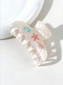 1pc Oversized Colorful Starfish & Shell Pattern Hair Clip, Summer Ocean Series Hair Accessory, Suitable For Vacation Hairstyles,Hair Slide,Claw Clips - Multicolor - View 2