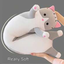 Kekeso Almohada Gigante de Gato de Peluche con Dibujos para el Cuerpo del Gatito, Juguete para NiñOs y Novias (70cm/27.55inch, Gray) - Gris 110 - Ver 2
