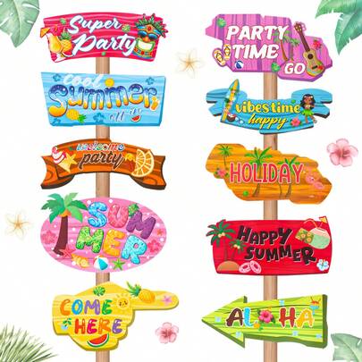 Bộ 10 biển chào mừng nhiệt đới Hawaii, biển chỉ dẫn tiệc Aloha Luau, biển chỉ dẫn chủ đề Aloha với hình cây cọ và quả dứa, biển giấy tự làm cho tiệc Luau nhiệt đới, phụ kiện chụp ảnh tiệc bể bơi mùa hè nhiệt đới, trang trí tiệc nhiệt đới Hawaii, phù hợp cho tiệc sinh nhật âm nhạc chủ đề Tiki nhiệt đới, đám cưới, tiệc cô dâu, đồ dùng tiệc bể bơi, quà tặng tiệc nướng mùa hè và tiệc bãi biển, quà tặng tiệc tùng.