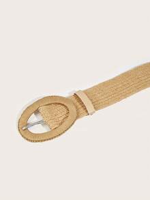 1pc Bohemian Woven Elastic Waist Belt, Suitable For Dresses, Skirts, Jeans, Casual Pants, Ideal For Parties, School, Work, Daily Wear, Travel, Beach, Gifts - Beige - View 3