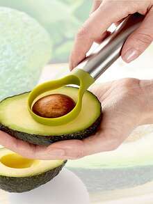 1pc Stainless Steel Avocado Slicer, Cutter And Pitter - Multifunctional Manual Kitchen Tool, Easily Handle Avocado Without Electricity, Durable Stainless Steel Blades For Slicing, Pitting And Peeling - Multicolor - View 2